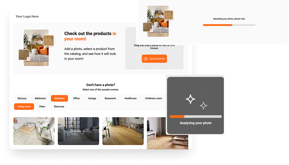 Floori AI Visualizer - Custom Photo Upload of Ready to Use Scenes Selection