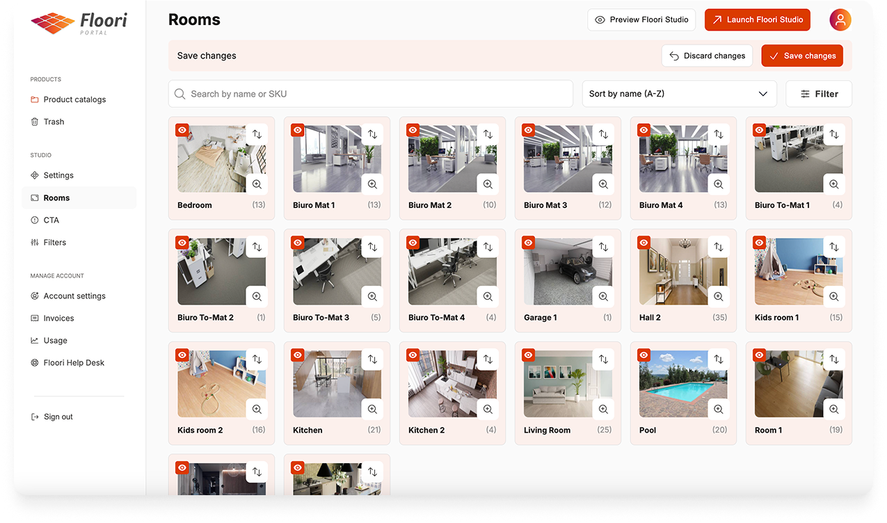 Floori Portal - Room Scenes Management